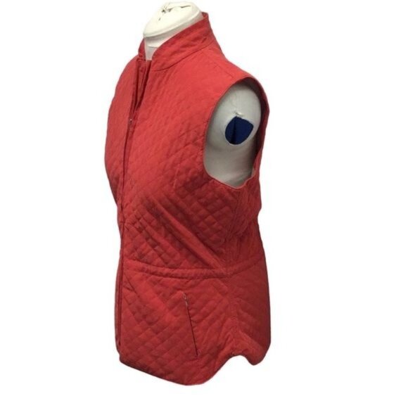 Talbots Womens Red Quilted Vest M Polyester & Nylon - Picture 2 of 9